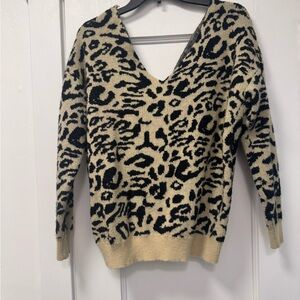 Leopard Print V-Neck Sweater